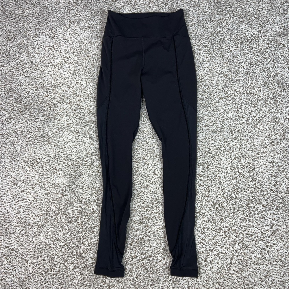 Lululemon Pants Womens 6 Black High Rise Ankle Leggings Yoga Gym Workout Sport